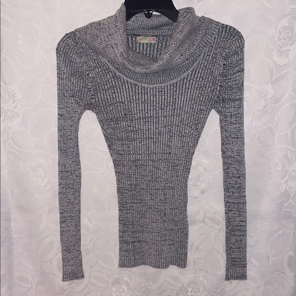 It’s Our Time: Women's Gray Ribbed Cowl Neck Sweater